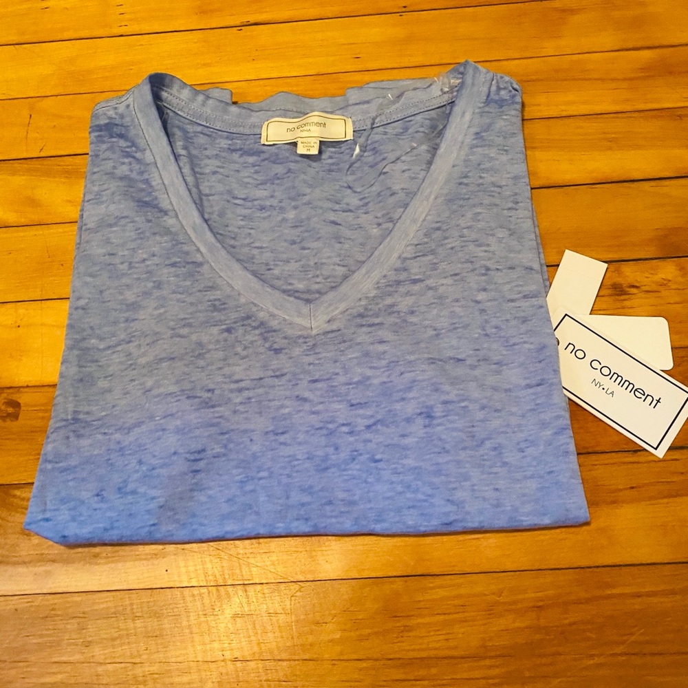 Woman’s Blue V-Neck T-Shirt.